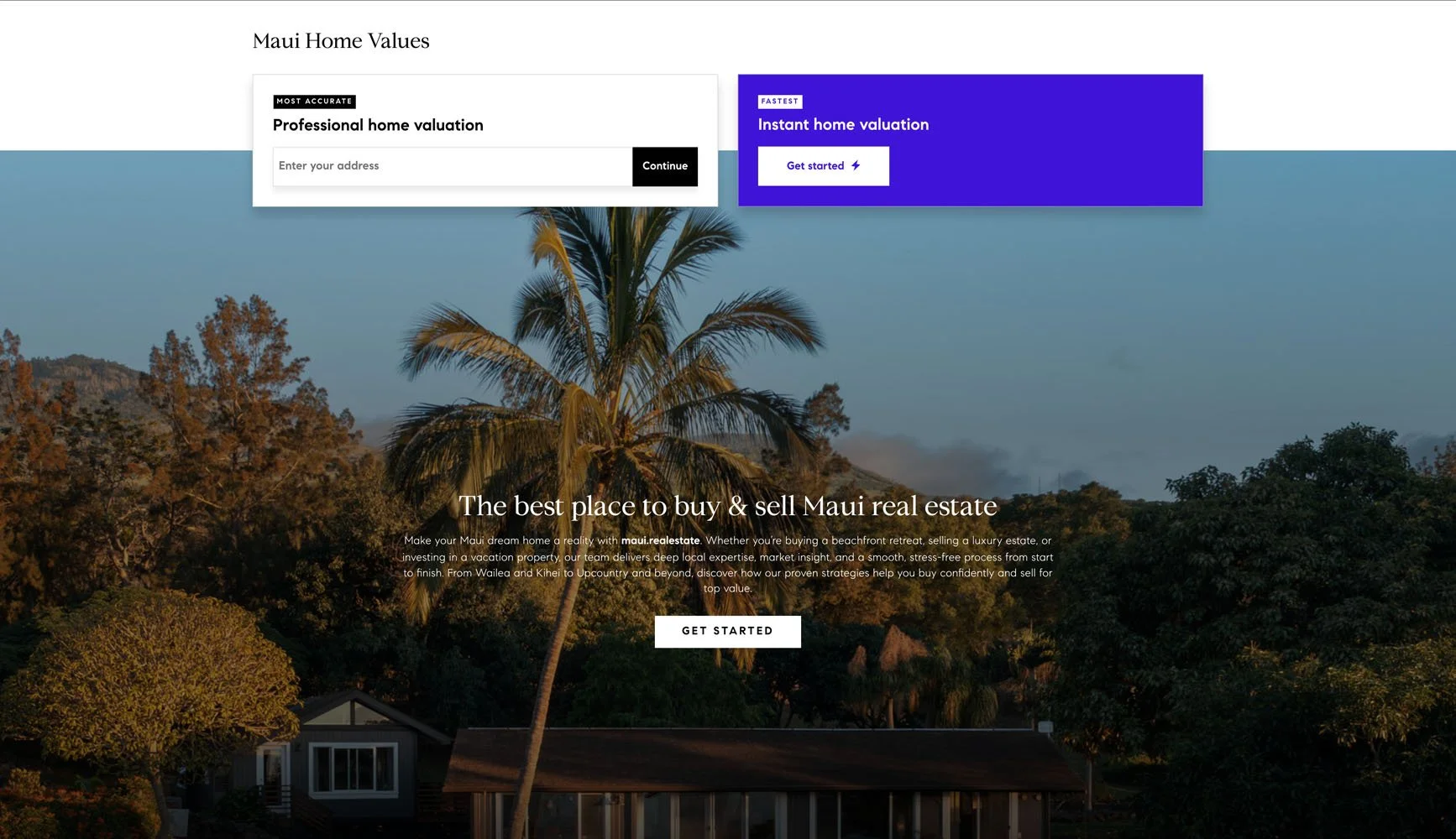 Maui Real Estate homepage section